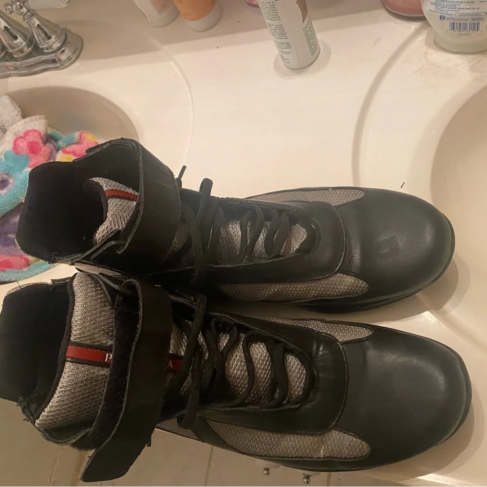Prada high top sneakers/Boots.Black and Grey Size 11 - Picture 15 of 16